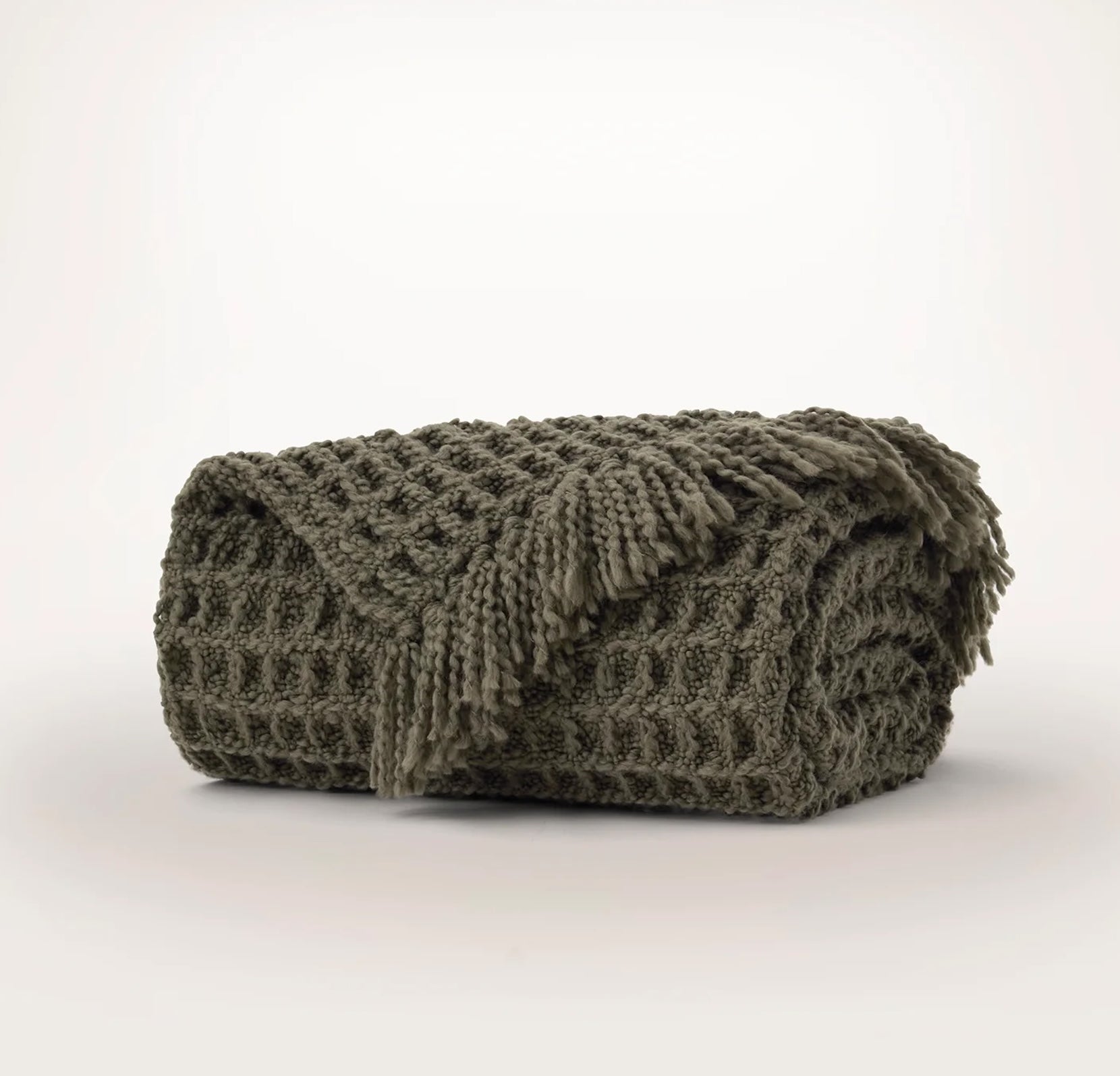 Grand Waffle Merino Wool Throw Blanket - Pine